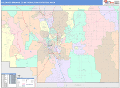 Colorado Springs Metro Area Digital Map Color Cast Style